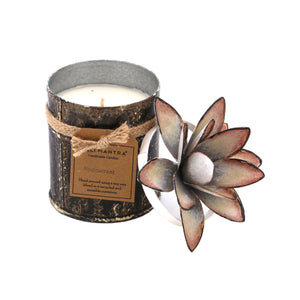 The Home White GLD Tin With Lotus Candle-TWC-8
