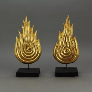 The Home Gilded Wood Fire Gold Set Of 2