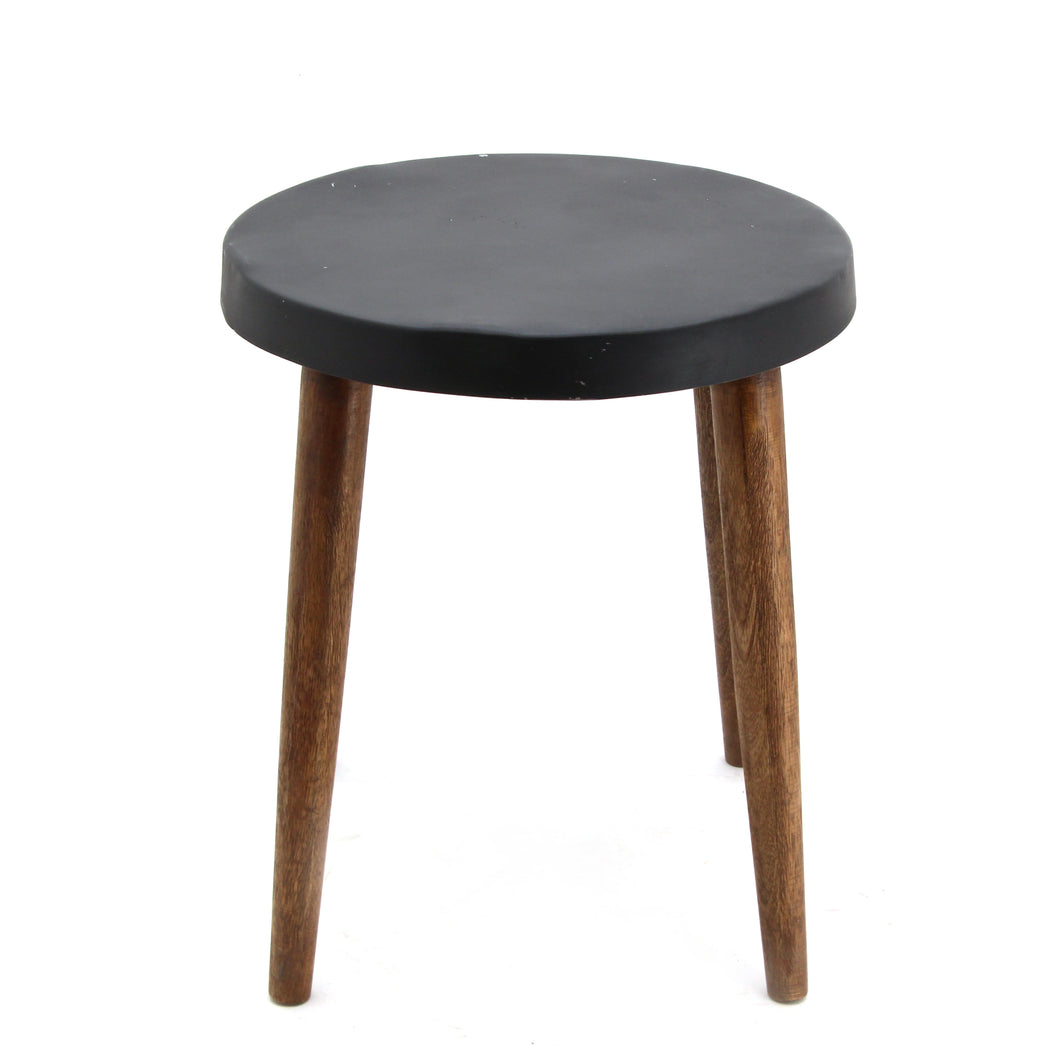 The Home Stool With Iron Top Black Big