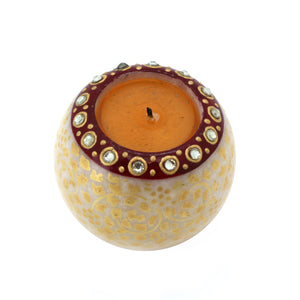 The Home T-Light Holder Marble Hand Painted Round Big - TLH-102
