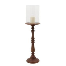 Load image into Gallery viewer, The Home Wooden Pillar Holder With Glass Small-VI-8525
