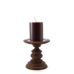The Home Wooden Pillar Holder With Glass-VI-8777