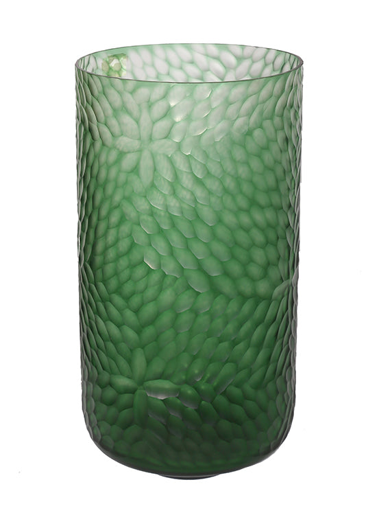 The Home Green Clear Flower Cut Vase