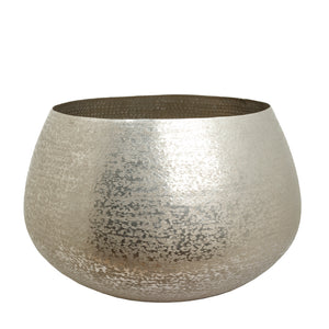 The Home Big Round Planter Hammered Silver NL1418-A