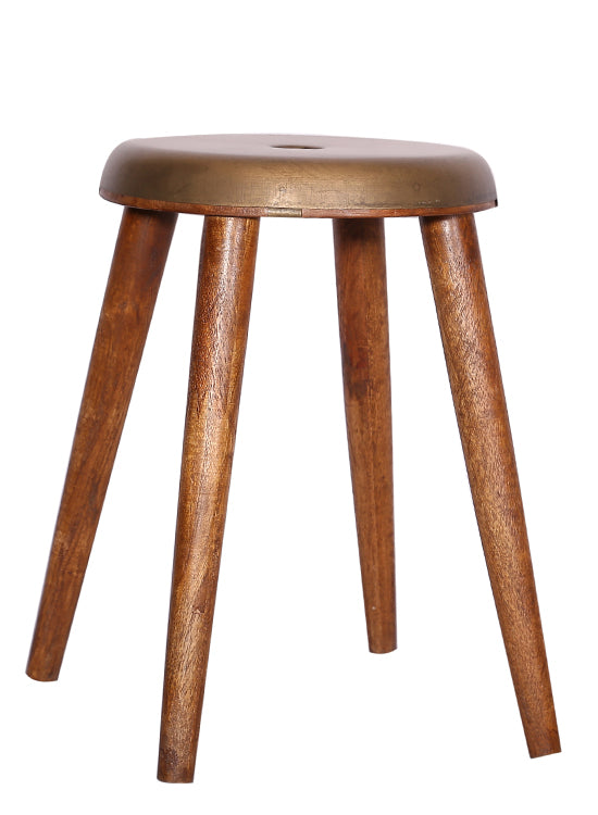 The Home Stool With Iron Top Small Brass